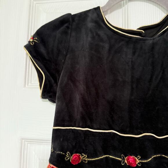 Rebecca Raggs Original Girls Floral Velvet Dress Size 10 - Picture 4 of 13